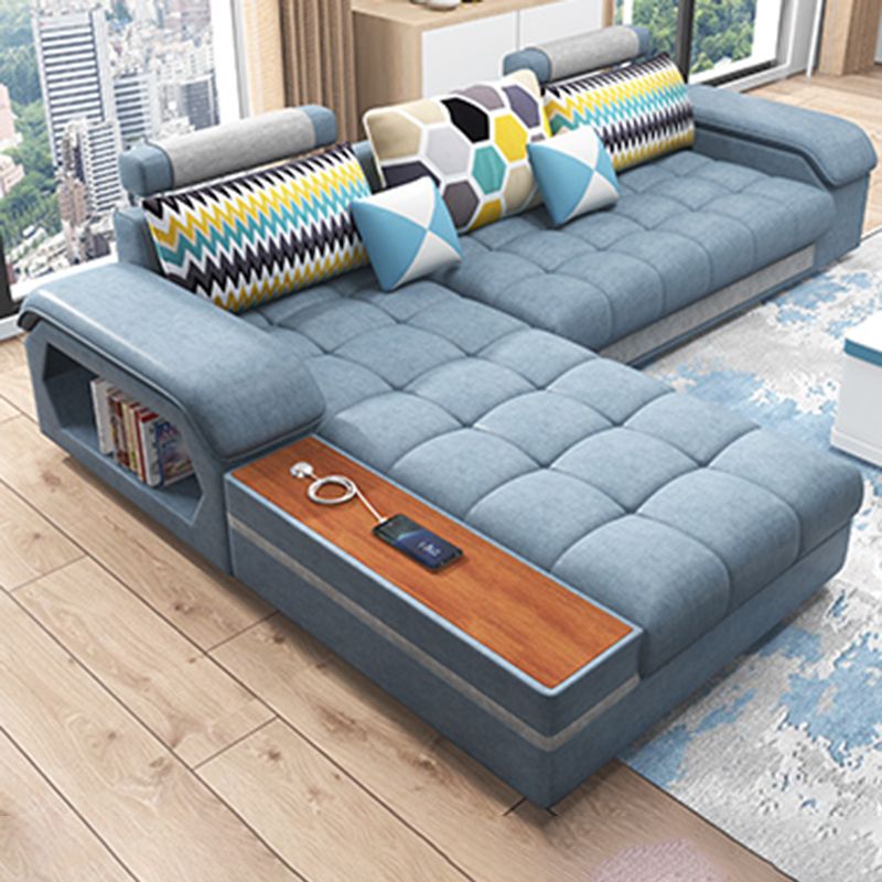 Blue Sofa/sectional with Storage for Living Room 33.46" High
