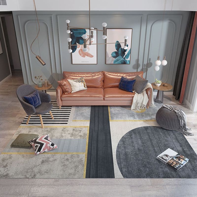 Trendy Home Decor Rug Multi-Color Geometric Area Carpet Polypropylene Anti-Slip Pet Friendly Rug