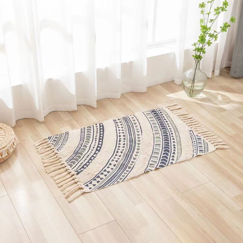 Fancy Boheemse tapijt Green Polyester Americana Print Area Carpet Fringe Rug voor woningdecoratie