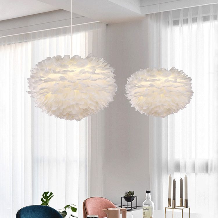 Heart Bedroom Hanging Ceiling Light Metal Nordic Style Hanging Pendant Lamp in White