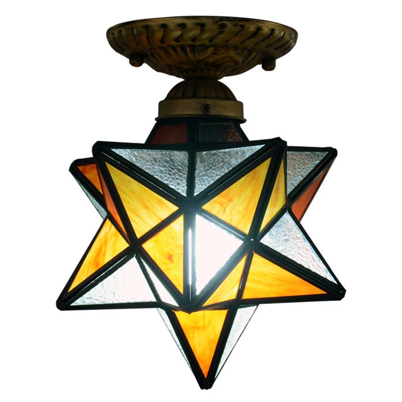 Diamond Shape Ceiling Mounted Light Icy Clear Glass Tiffany Shade Semi Flush Mount for Bedroom