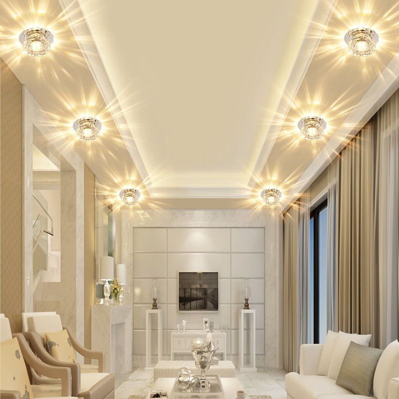 Mini plafonnier en cristal Downlight simplicité en acier inoxydable LED encastré éclairage