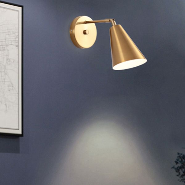 Postmodern Geometric Sconce Lighting Metallic 1 Head Bedroom Reading Wall Light in Brass