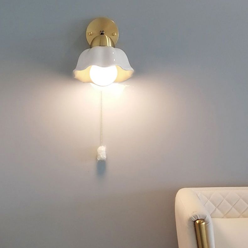 Nordic Style Wall Light Dome Shape Wall Lamp with Ceramic Shade for Bedroom