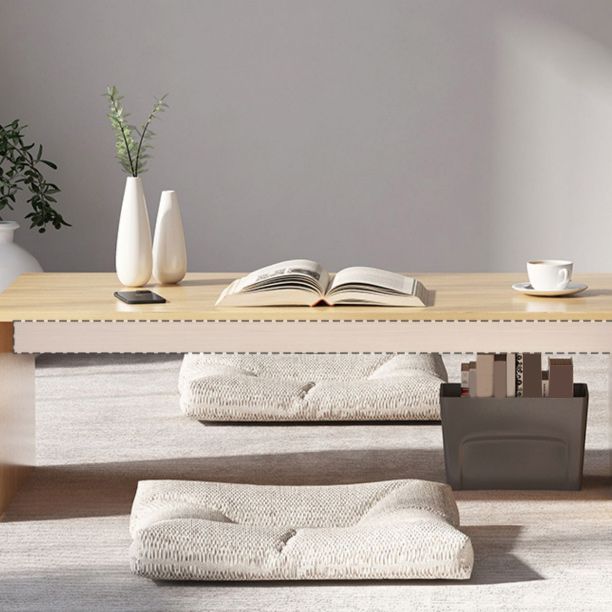 Brown Rectangular Coffee Table Sled Base Wooden Cocktail Table