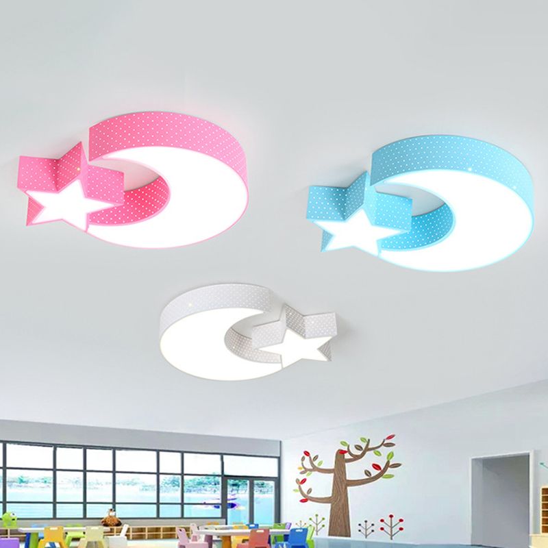 Lampada da soffitto da incasso per bambini in acrilico con montaggio a incasso a LED Moon and Star Kindergarten