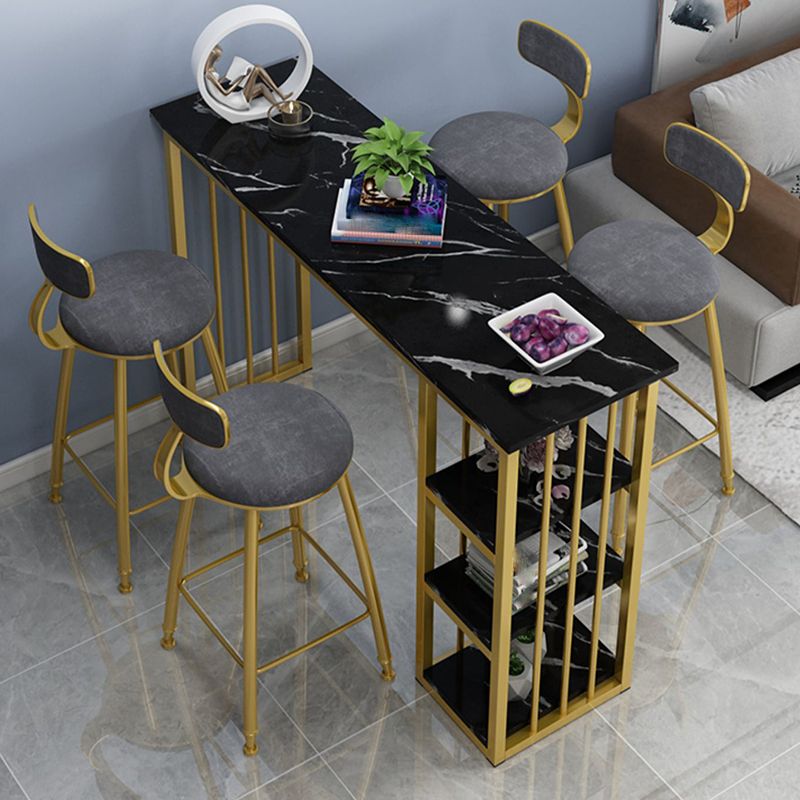 Glam Style Rectangle Wood Bar Height Pub Table for Living Room
