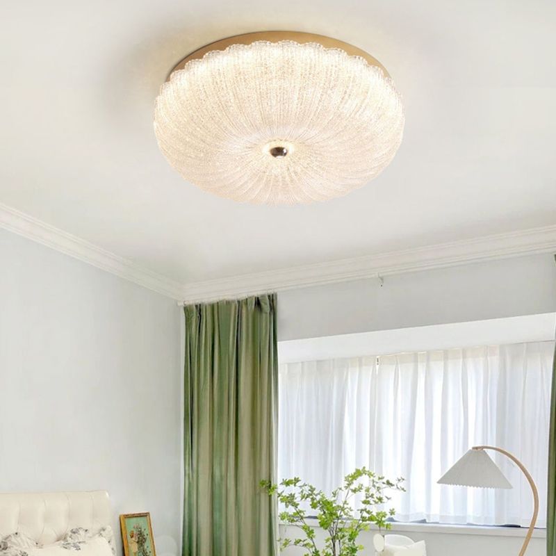 Modern Style Ceiling Mount Light Round LED with Glass Shade for Bedroom
