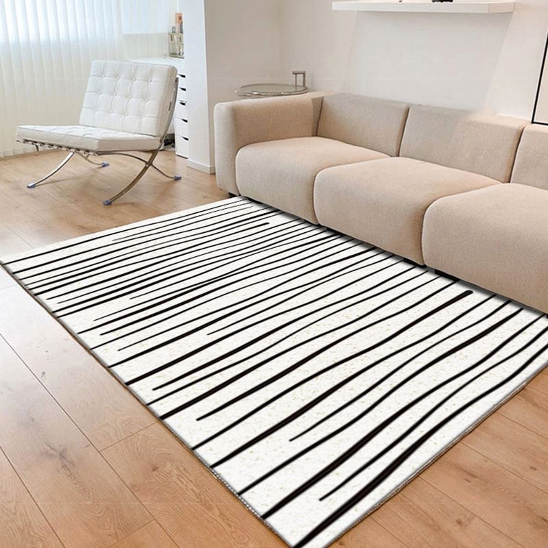 Simple Line Color Block Rug Living Room Bedroom Non-slip Carpet Stain Resistant Rug