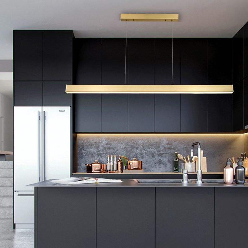 Lampada di sospensione a LED LED rettangolare in metallo minimalista dell'isola lineare