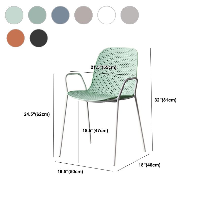Contemporary Style Arm Chair Plastic Dining Chair with Metal Base