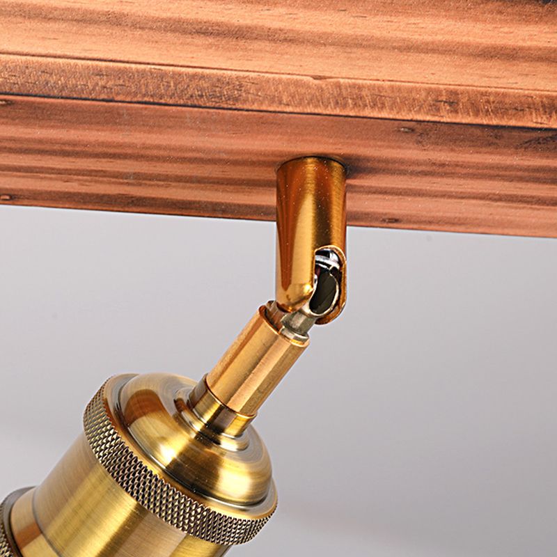 Industrial Island Light 4 Lights Island Hanging Light with Wood for Dining Room