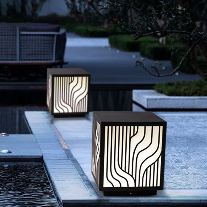 Black Waterproof Lights Outdoor Square Pillar Lamp for Garden
