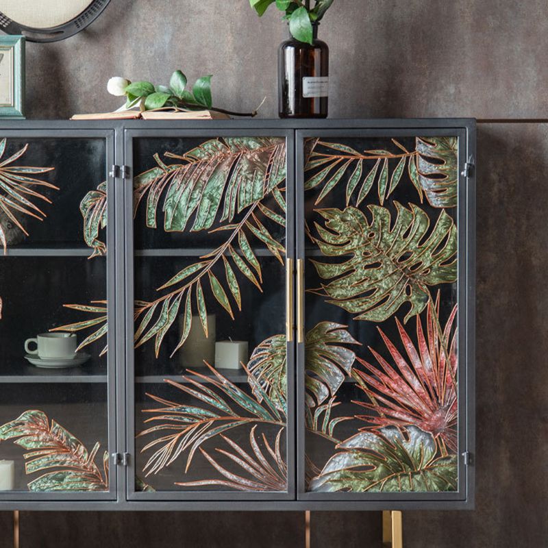 Iron 2/4 - Door Accent Cabinet Industrial Accent Cabinet with Wood Accents