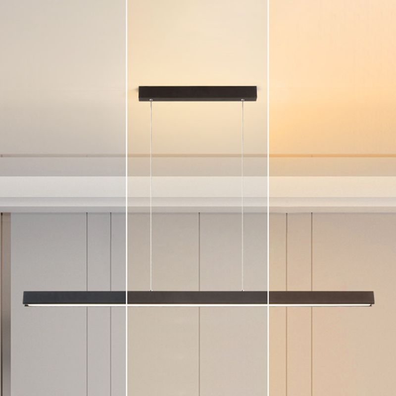 Metal Strip Chandelier Light Fixture Simple LED Island Pendant for Dining Room