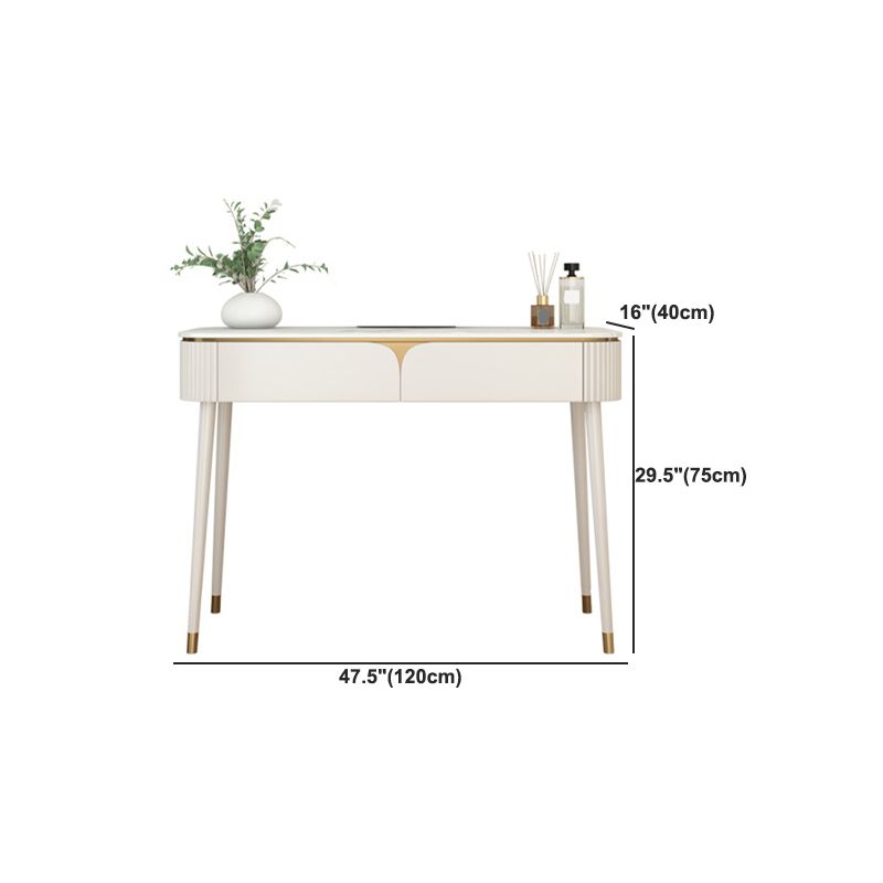 White Stone Top Vanity with Drawers 29.52" H Vanity Set with Stool