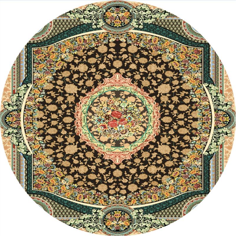 Olden Turkish Folk Art Rug Multi Color Persian Carpet Polyester Anti-Slip Stain Resistant Washable Rug for Room