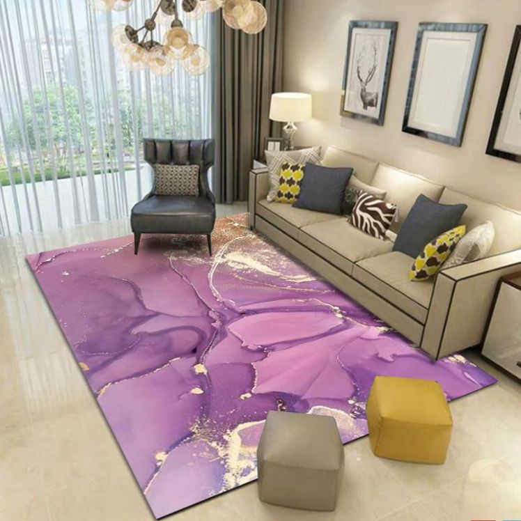 Gold Modern Rug Polyester Circle Rug Non-Slip Backing Rug for Home Decor