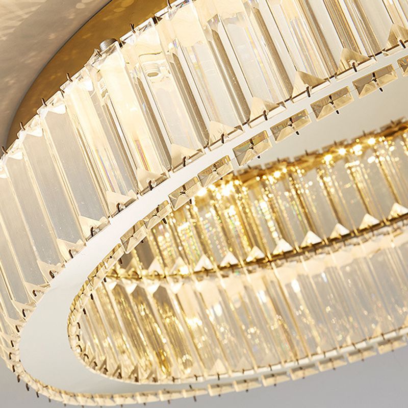 Modern Fashionable LED Ceiling Fixture Stainless-Steel Flush Mount with Crystal Shade