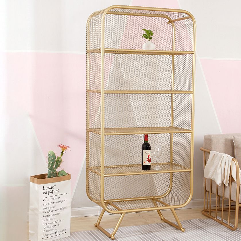 Modern Standard Bookcase Metal Bookshelf with Rectangle Shelves