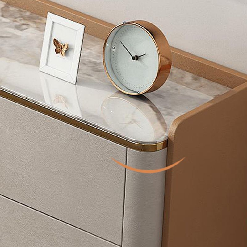 Glam Horizontal Stone Storage Chest Bedroom Chest in White with Drawers