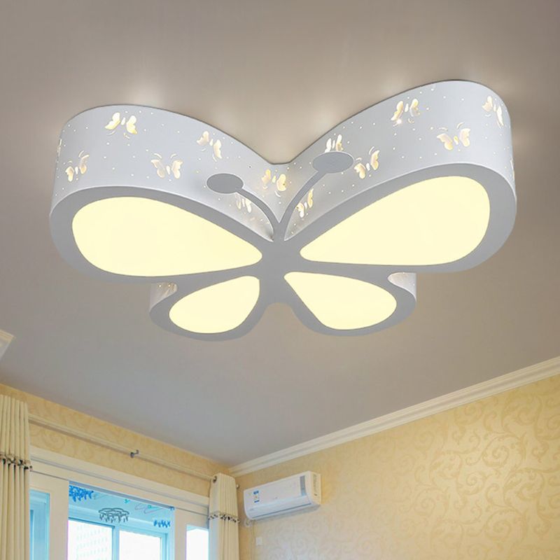 Metall-Schmetterlings-Unterputz-Deckenleuchte für Kinder, 19,5"/23,5" W LED-Unterputzleuchte in Rosa/Weiß/Grün
