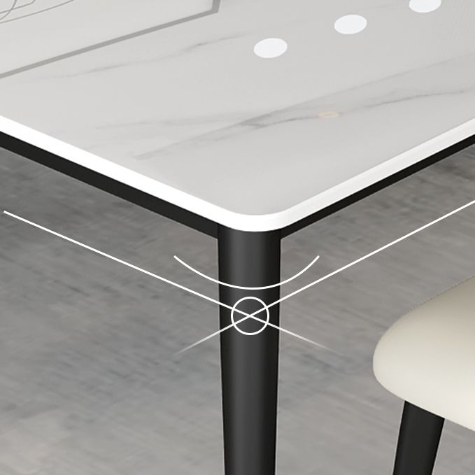 Glam Steel Dinette Set 1/4/5/7 Pieces Rectangle White Sintered Stone Top Dining Table Set