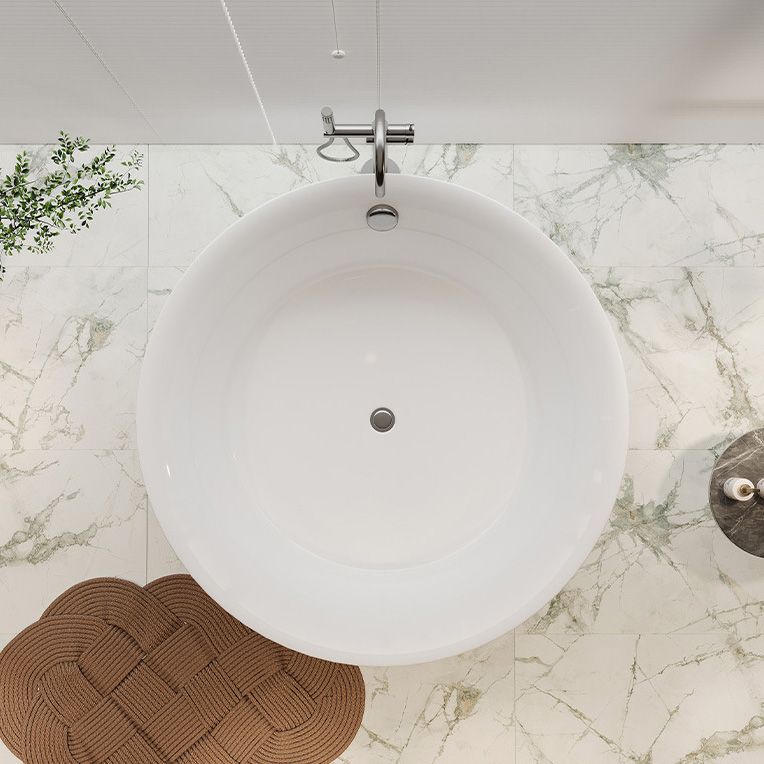 Modern Stand Alone Bathtub with Center Drain Acrylic Bath Tub