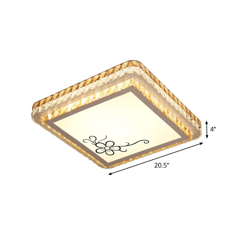 Clear Crystal Inserted Square Flushmount Simple Bedroom LED Flush Mount Ceiling Light