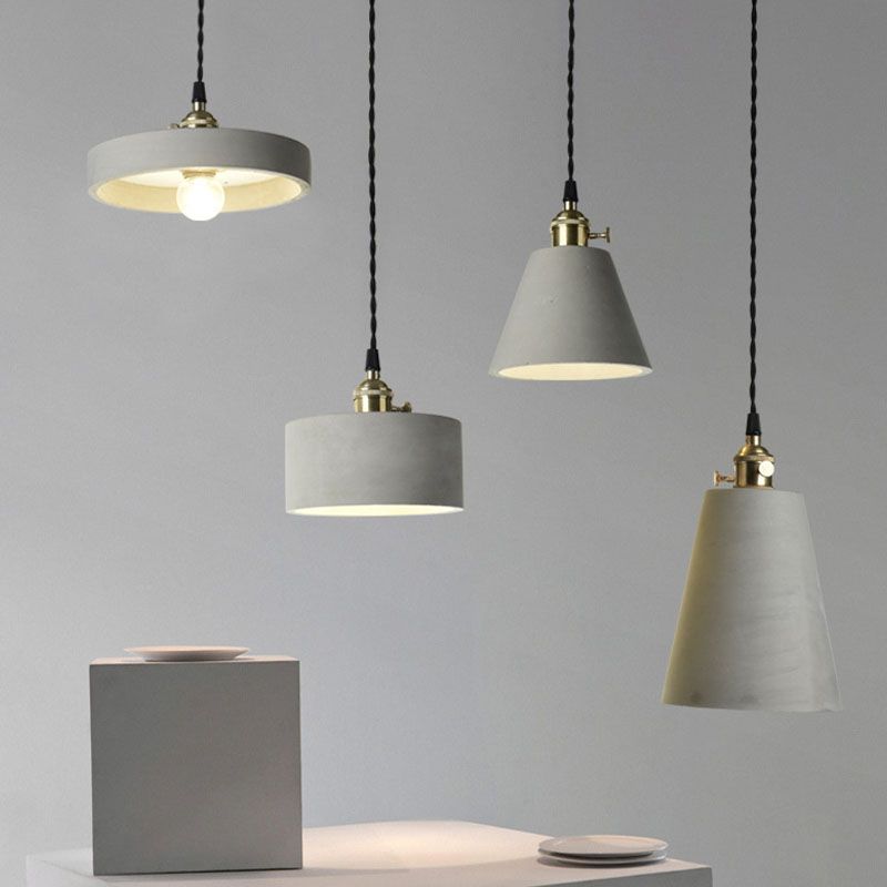 Moderne Einlichtgrau-Zementrahmen Anhänger Licht für Esszimmer Schlafzimmer