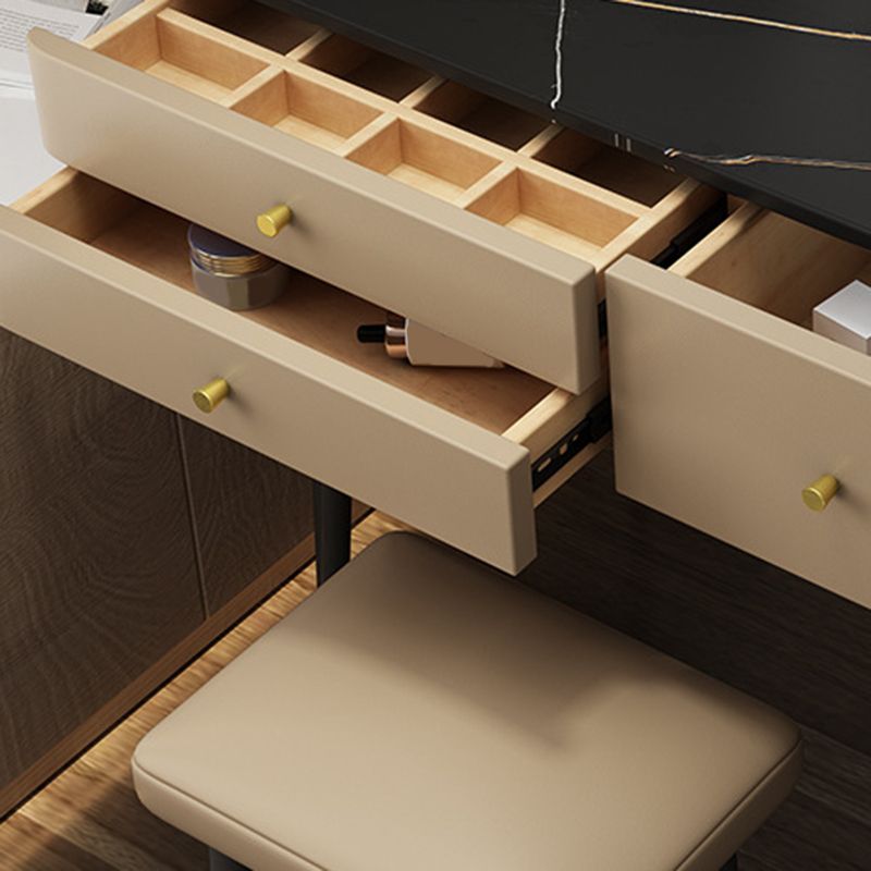 3-Drawer Modern Stone Vanity Makeup Dressing Table with Stool