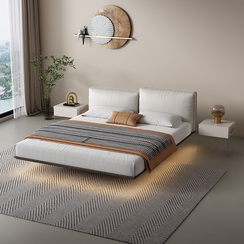 Modern Style Upholstered Headboard/white Grey Leather Suspension Bed