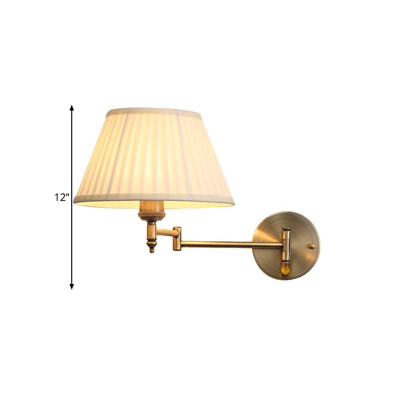Tissu beige applique lampe plissée cône à tête unique