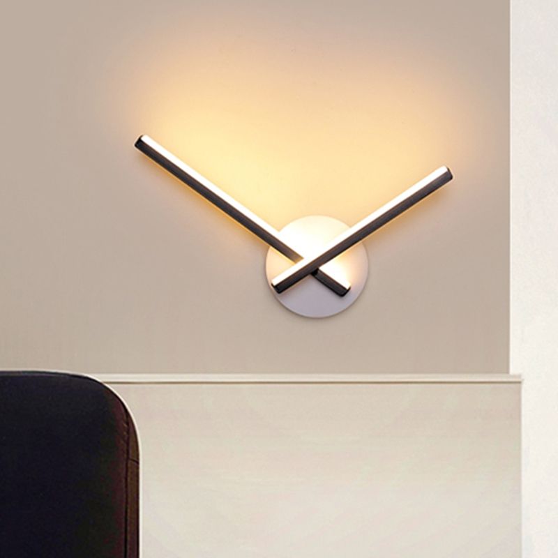 Linear Acrylic Sconce Light Fixture Simple Style Black/White LED Wall Lamp in Warm/White Light