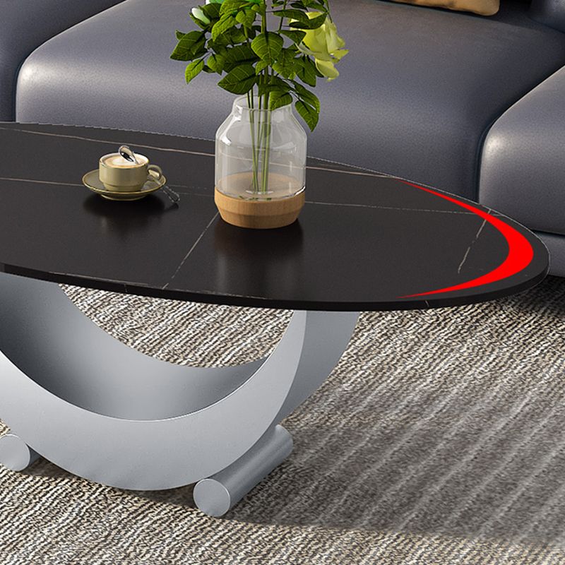2 Piece Nesting Tables Oval Minimalist Modern Coffee Table Set