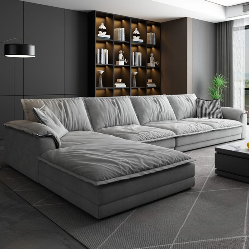 Nordic Stationary Living Room Recessed Arm Pillows Sofa Chaise