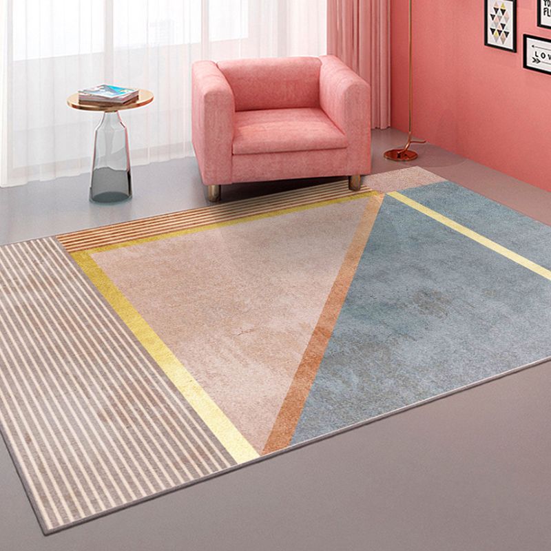 Gold Striped Rug Polyester Modern Indoor Rug Washable Rug for Home Decoration