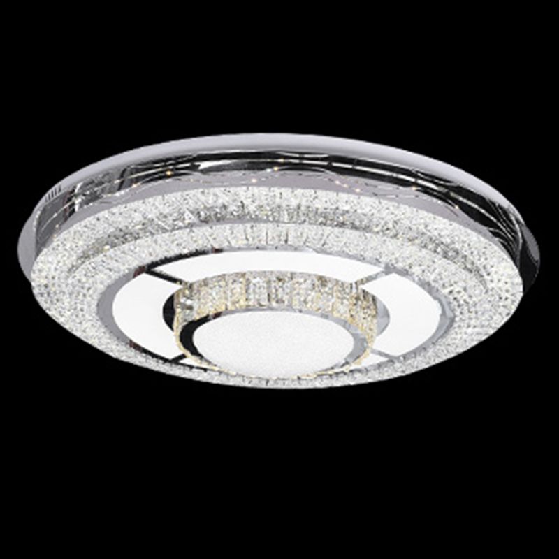 Round Crystal Flush Mount Light Fixture Modern Stainless-Steel LED Flush Light Fixture