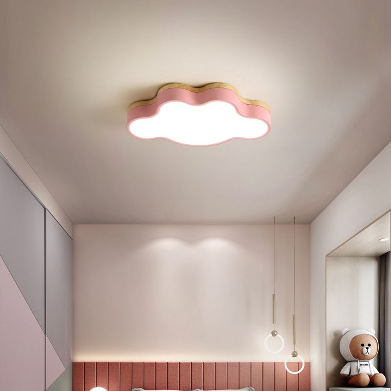 Le nuage en bois LED Ceiling Fixture in Modern Creative Style Acrylique Macaron Flush Mount for Bedroom