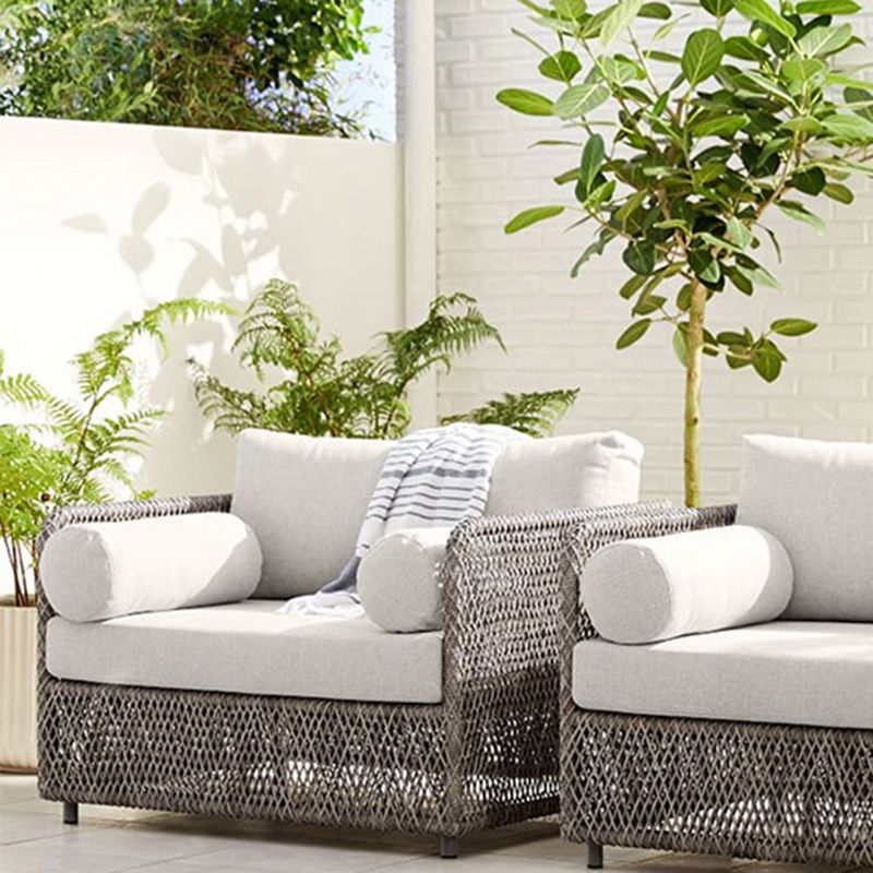 Metal and Rattan Patio Sofa Tropical Style Villa Outdoor Patio Sofa