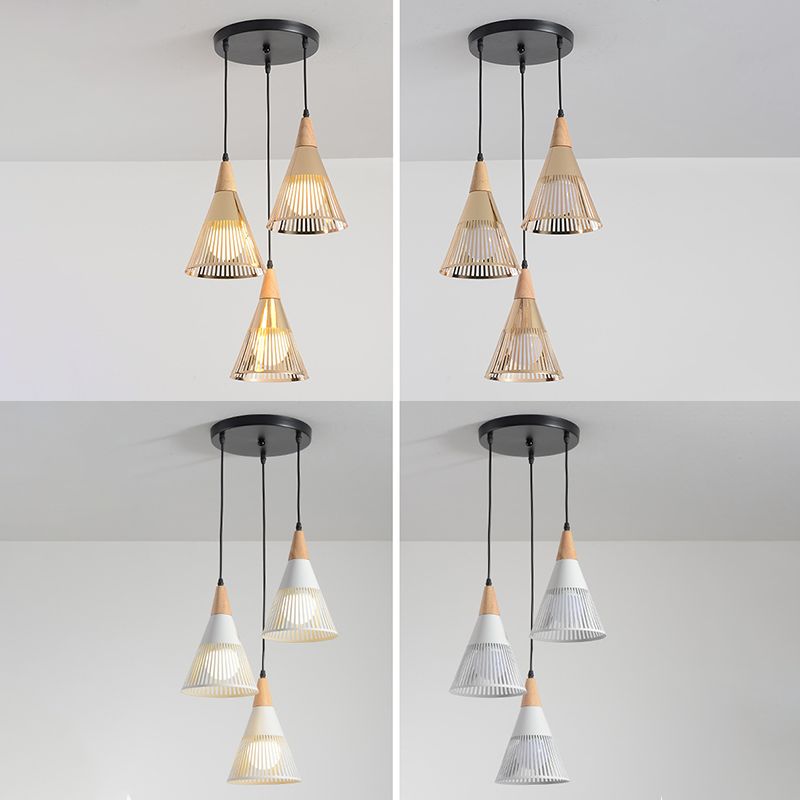 Lámpara de caída de estilo moderno Shuttlecock Hollowed Holfing Lighting con sombra de metal