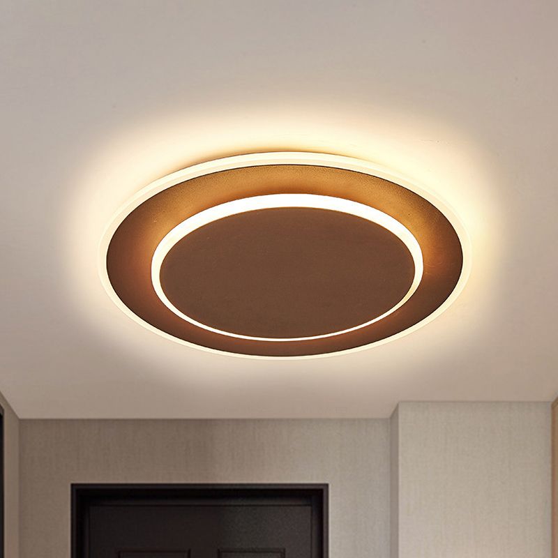 Runde Acryl-Deckenleuchte minimalistisch Weiß/Kaffee 16 "/19.5" breite LED-Unterputz-Lampe in Warm/Weißes Licht
