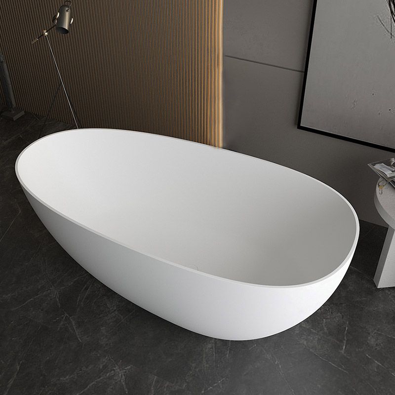 Modern Ellipse Bathtub Stone Freestand Soaking Bathtub with Drain Bath Tub
