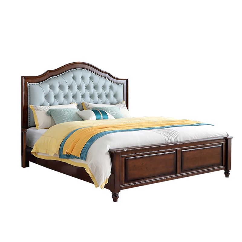 Brown Traditional Panel Bed with Storage Upholstered Headboard Bed, 59.05" High