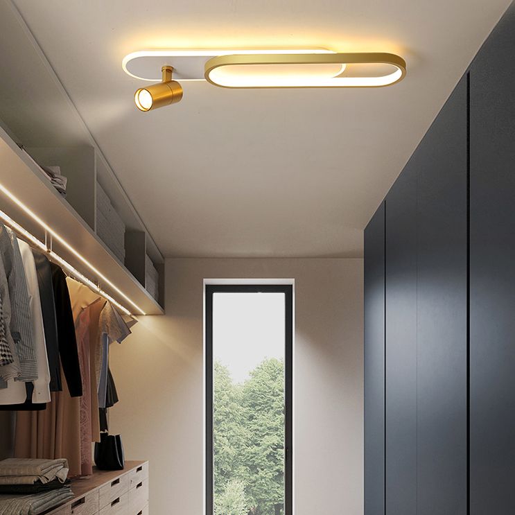 Lámpara de techo de metal de estilo conciso y moderno con montaje semi empotrado LED acrílico oblongo para pasillo