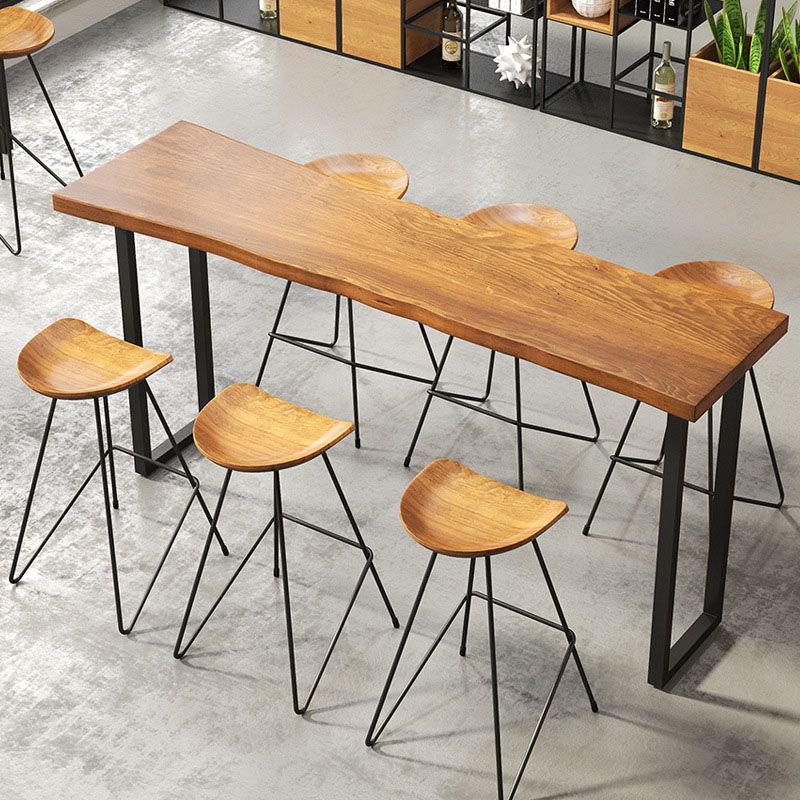 Industrial 1/2/4/7 Pieces Solid Wood Bar Table Set Fixed Bistro Set