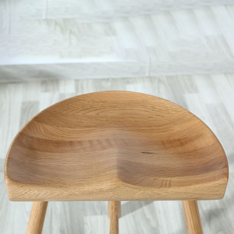 Taburete de bar contemporáneo, taburete de bar de madera clara sin respaldo con reposapiés