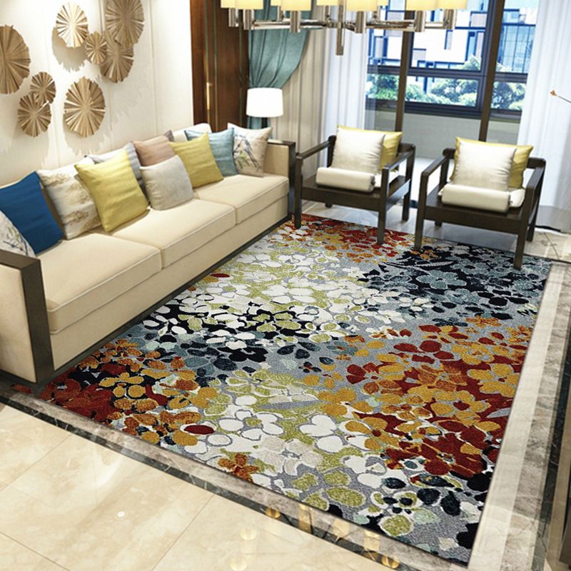 Gorgeous Multi Colored Modern Rug Polyester Flower Blossom Rug Pet Friendly Anti-Slip Stain Resistant Carpet for Home