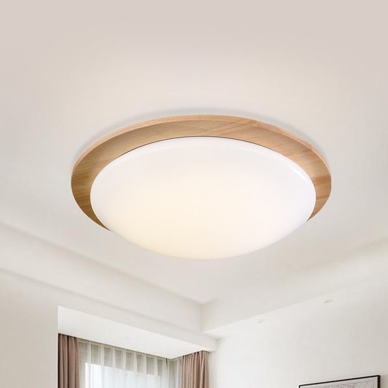 12 "/ 15" large sphérique encastré acrylique moderne beige LED encastré lumière avec auvent en bois