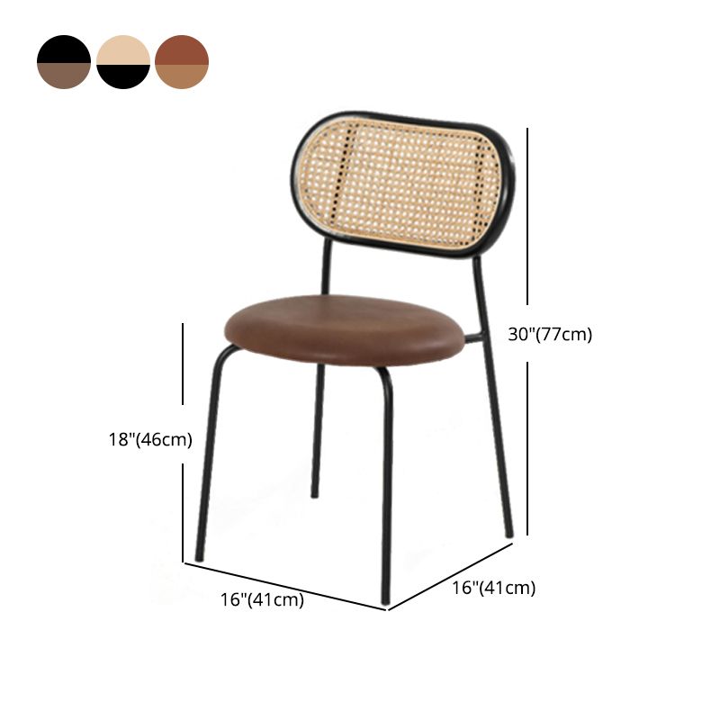 Modern Style PU Leather Chair Cane Back Armless Dining Chair for Home
